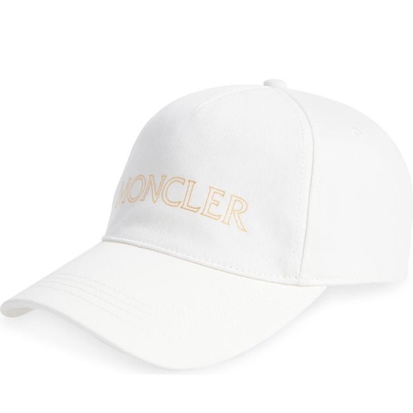 🏔MONCLER🇫🇷 Logo Hollow Text Ladies Baseball Cap ‘22- Natural/White- NW - Picture 1 of 12